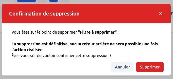 Suppression d'un filtre