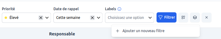 Menu filtre enregistré vide