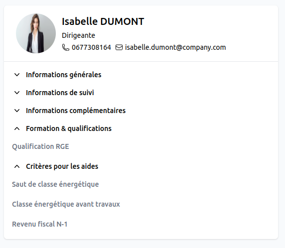 Visualisation des groupes d'attributs